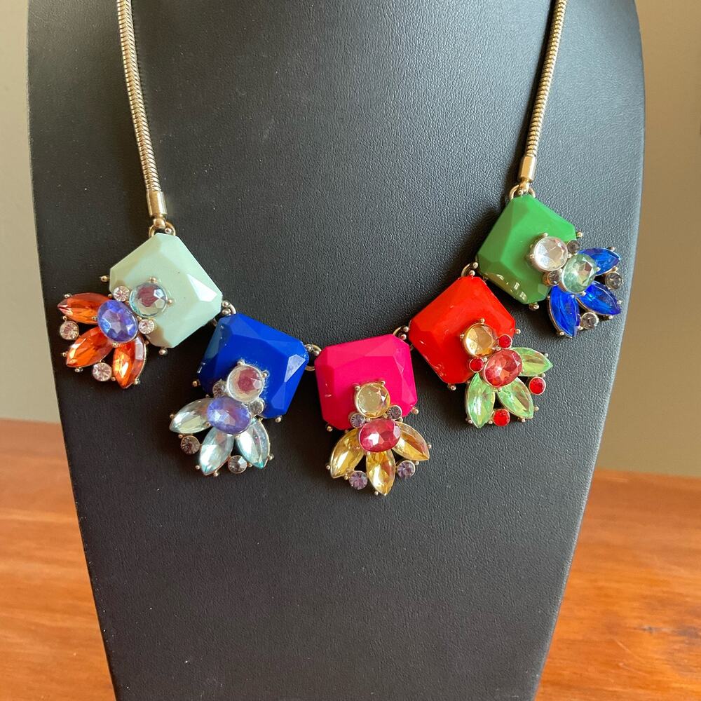 Multicolor bauble rhinestone statement necklace